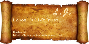 Lopos Juliánusz névjegykártya